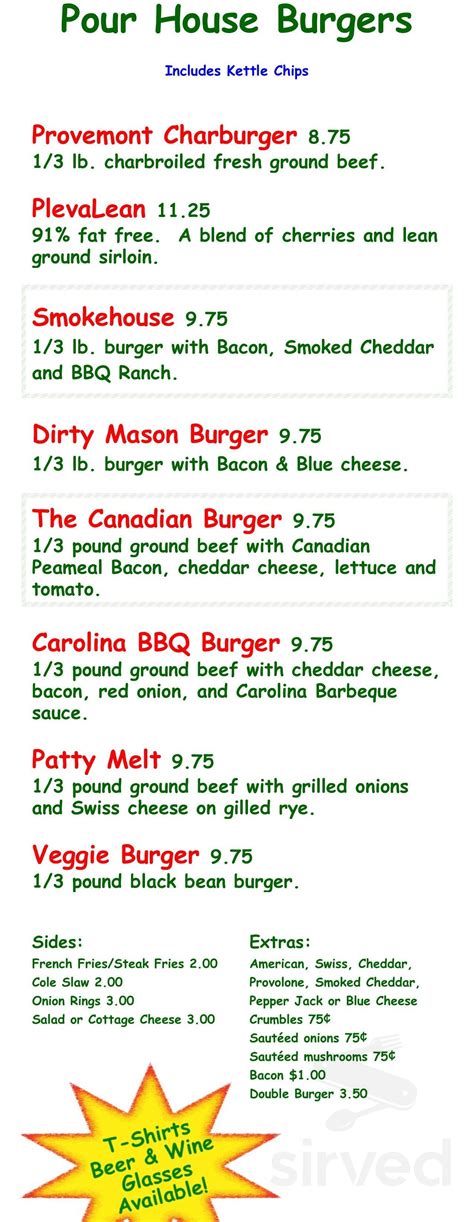 Dick's Pour House menu in Lake Leelanau, Michigan, USA