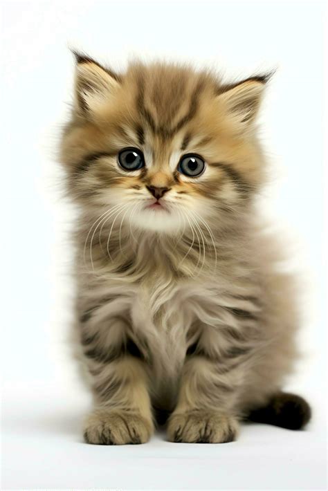Cute small fluffy kitten with beautiful eyes is sitting or resting ...