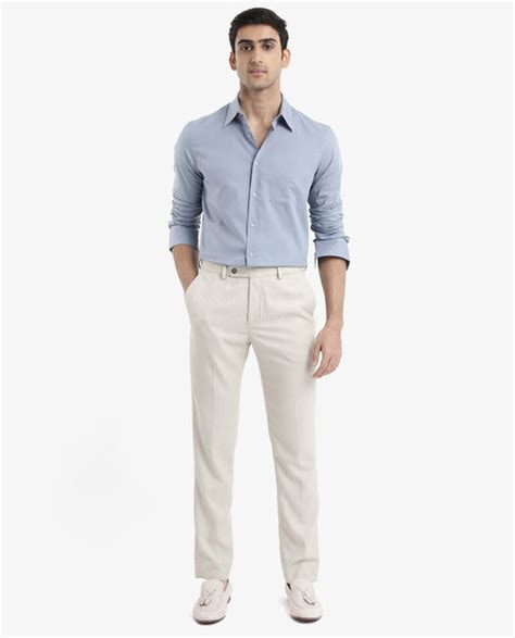 Rare Rabbit Men's Myte Light Blue Cotton Checked Print Regular Fit Ful