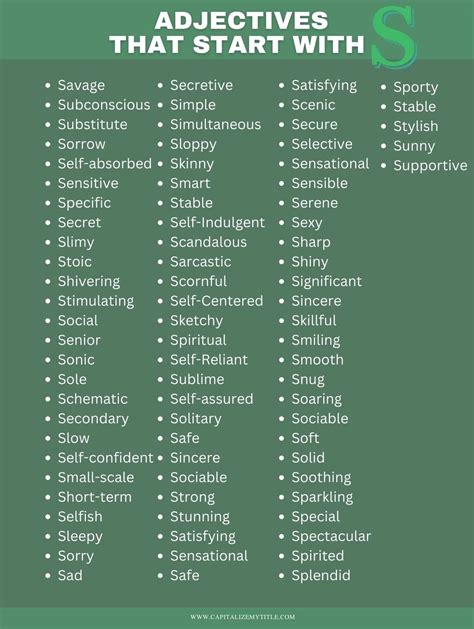 Nice Words That Start With S Adjectives That Start With S: List Of 100