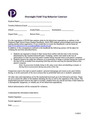 Behavior Contract For Field Trip - Fill and Sign Printable Template Online