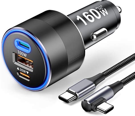 Amazon.com: 160W USB C Car Charger Fast Charging Cigarette Lighter PD3 ...