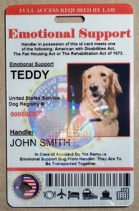 Emotional Support Dog Id Card Template