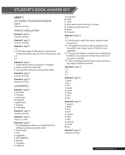 Business partner b2 workbook answer key - Answer key Unit 1 Vocabulary ...