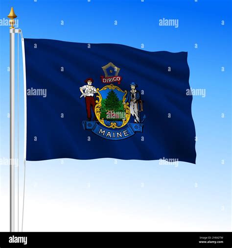 Maine US federal state waving flag, United States, vector illustration ...