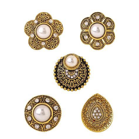 Yellow Chimes Rings for Women and Girls Traditional Oxidised Gold Studs ...