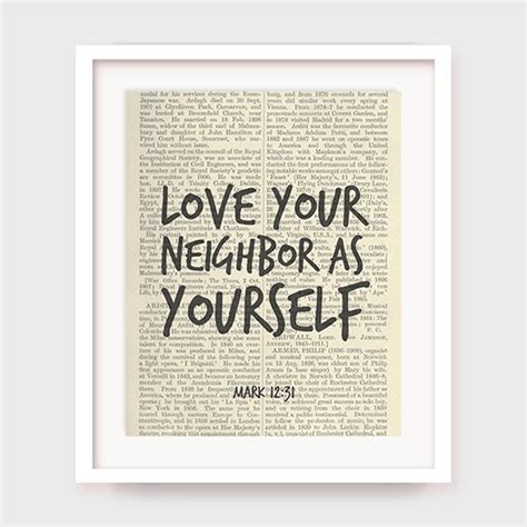 Instant Download Bible Verse, Love Your Neighbor as Yourself, Mark 12: ...