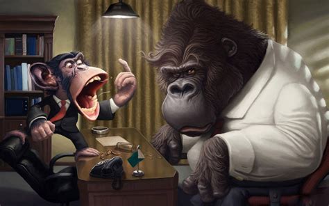 Funny Ape Debate - HD Wallpaper for Animal Lovers