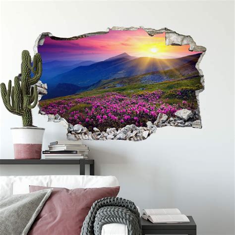 3D wall sticker Sunset in the mountains | wall-art.com
