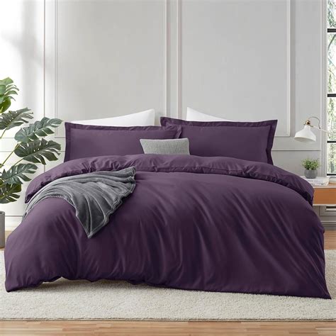 Amazon.com: Hearth & Harbor Twin Duvet Cover Set Purple - Soft ...