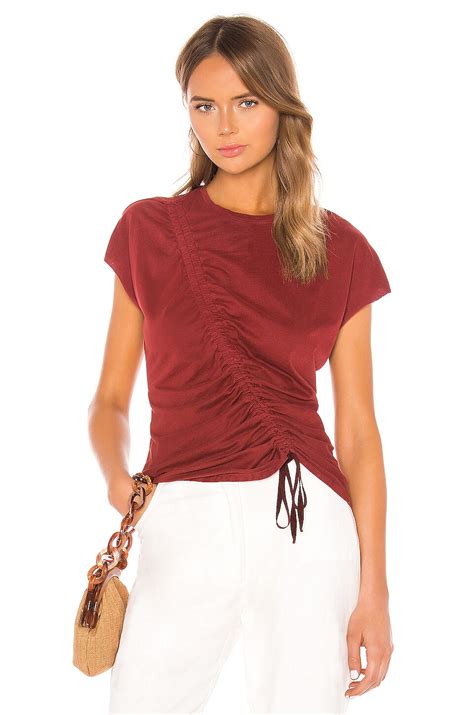 Raquel Allegra Gathered Tie Tee in Rust | REVOLVE