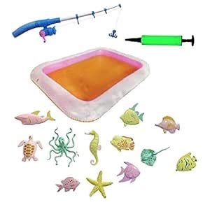 FunBlast Magnetic Fish Catching Game with Fishing Rod, 12 Aquatic ...