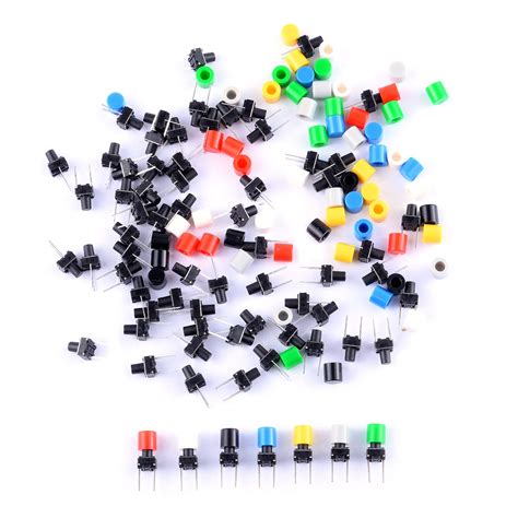 Cylewet 70Pcs 6×6×8mm Momentary Tactile Tact Push Button Switch with ...