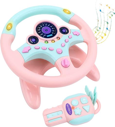 Amazon.com: deAO Kids Steering Wheel for Backseat with Key Baby Toys Pretend Driving Simulated ...