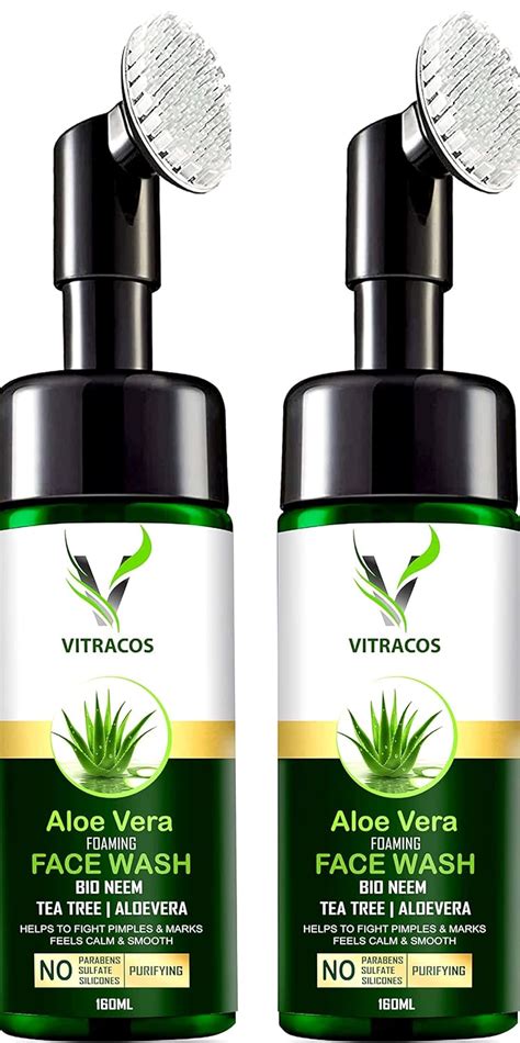 Neem Tea Tree & Aloe Vera Foaming Face Wash With Built-In Brush - No ...