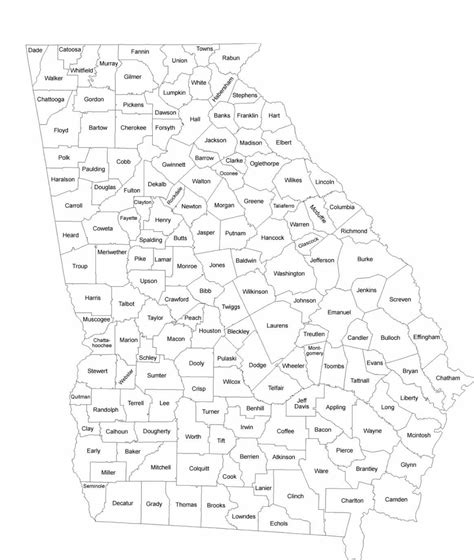Printable Georgia County Map