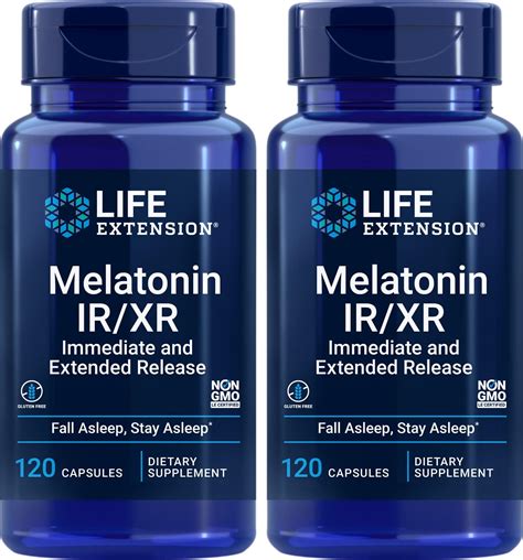 Amazon.com: Life Extension Melatonin IR/XR, 120 Capsules (Pack of 2) - Immediate & Extended ...