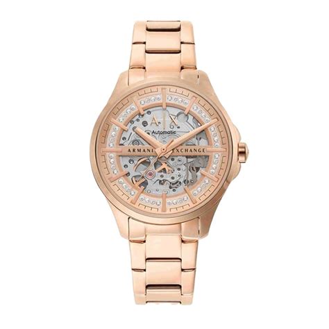 Armani Exchange Women 38 mm Hampton Rose Gold Stainless Steel Analog ...