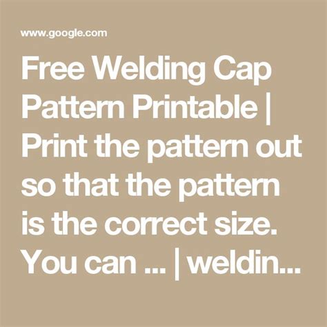 Image result for Welding Cap Pattern Printable