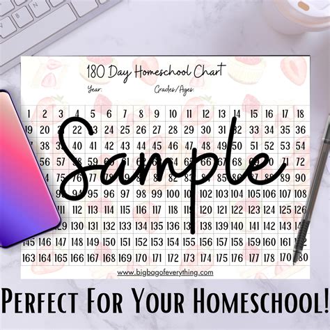 Homeschool Planner 180 Day Chart Homeschool Printable Homeschool ...