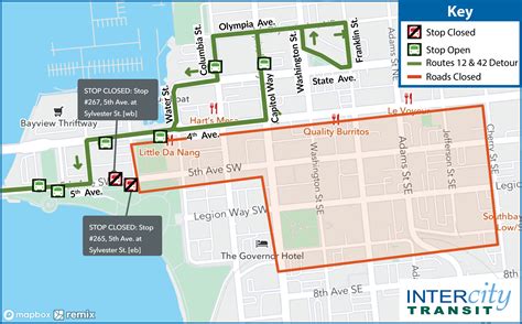 Routes 12 and 42 on detour in downtown Olympia Friday, April 26 and Saturday, April 27 due to ...