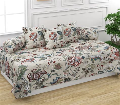 TRANCE Home Linen 144TC Diwan Set 100% Cotton 6 Piece | Deewan Printed ...