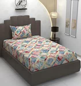Buy TIB Glace Cotton Elastic Fitted Bedsheets Single Bed 36x78x8 Inches ...