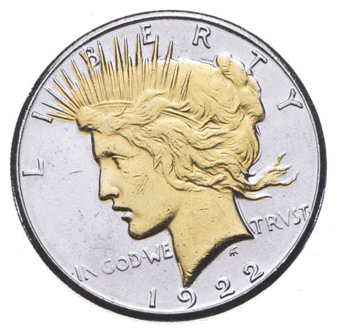 Early 1922-S Peace Silver Dollar - Gold Plated - 90% US Coin | Property ...