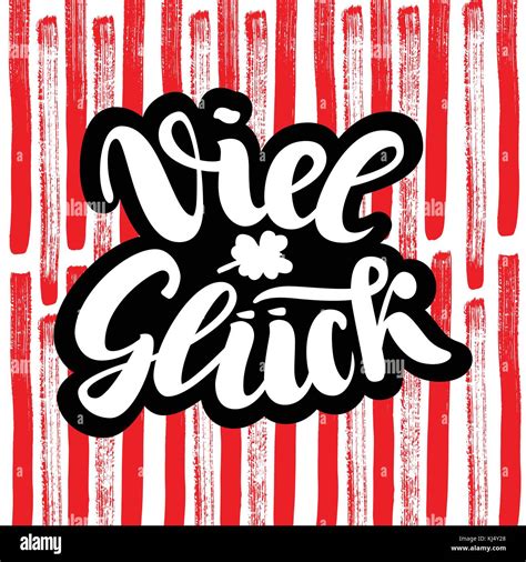 Viel glueck. Good luck in German. Typographic design on colorful cute ...