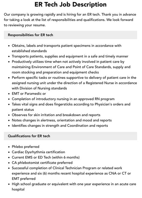 Image result for ER Tech Job