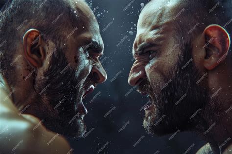 Two angry men facing each others man versus man ready to fight each ...