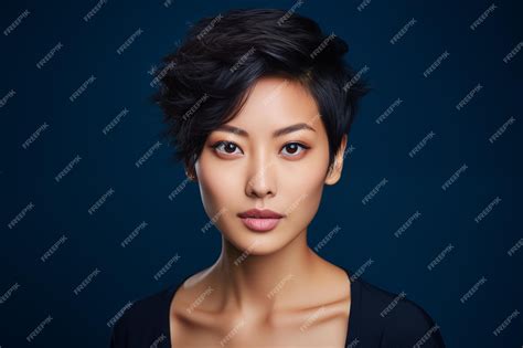 Premium Photo | Studio portrait of beautiful asian woman with short ...