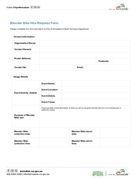 Fillable Online Fillable Online armadale wa gov Blender Bike Hire ...