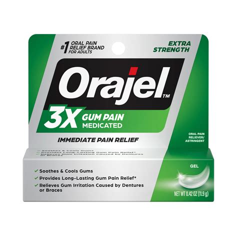 Orajel 3X Medicated Gum Pain Gel, Immediate Pain Relief, 0.42 oz - Walmart.com