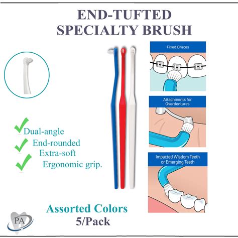 Dental End Tuft Toothbrush 7 Tuft Tapered, Assorted Colors. 5/Pk | eBay