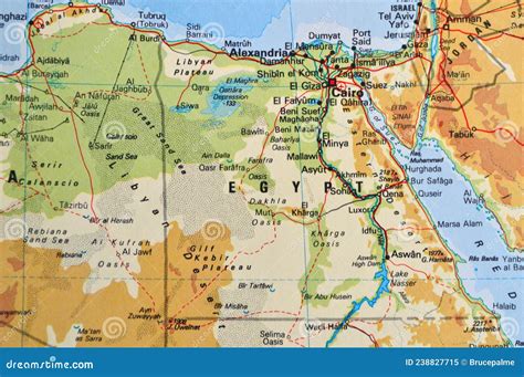 A Map of Egypt Showing the Major Cities Stock Image - Image of ...