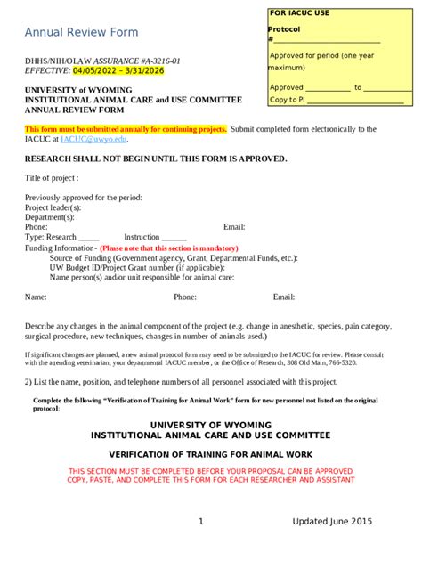 Animal Care and Use Committee Annual Review Doc Template | pdfFiller