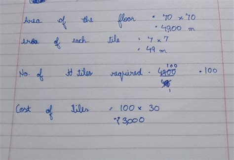Find the number of tiles requiredto covr a square floorvof side 70m. If ...