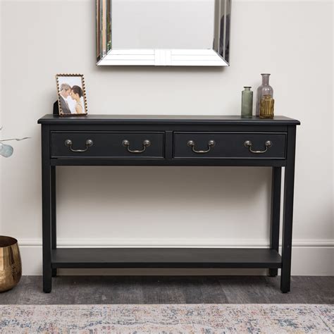 Black Sofa Table With Storage HOMCOM Hallway Console Table, Modern