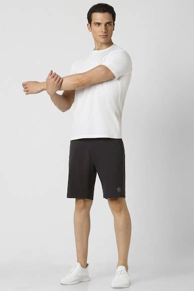 Buy Men Black Solid Casual Shorts Online - 39633382 | Van Heusen