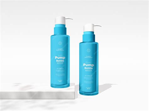 Premium PSD | Glossy transparent cosmetic pump bottle packaging mockup