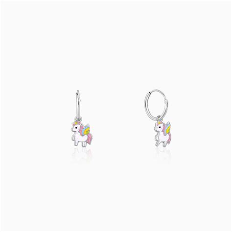 Silver Colourful Unicorn Kids Hoop Earrings (4-12 yrs) – GIVA Jewellery