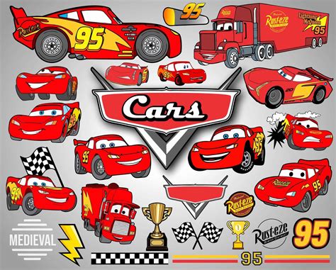 Cars Lightning Mcqueen Clipart Digital PNG Printable - Etsy
