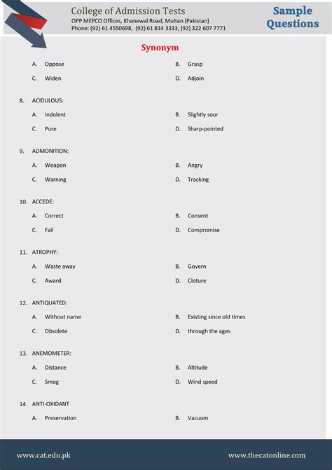 Synonyms Test for FMDC | PDF