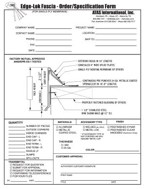 Fillable Online Edge-Lok Fascia - Order/Specification Form - ATAS ...