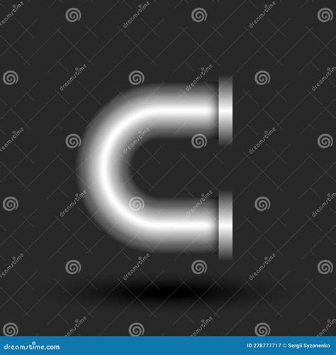 Bold Letter C Logo Monogram 3d Steel Strong Pipe with Flanges Smooth Curve Shape, Silver Colored ...