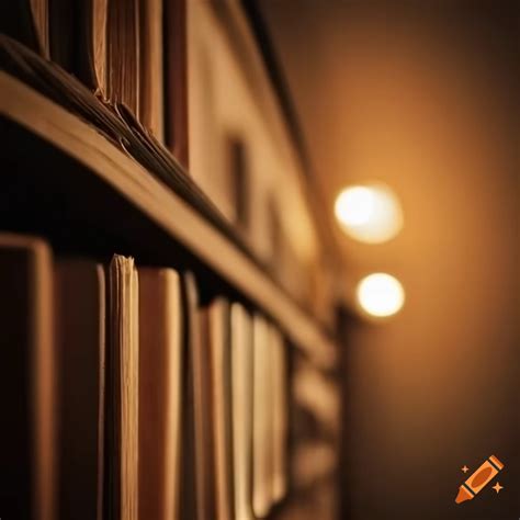 Close up of books on a bookcase with shallow depth of field on Craiyon