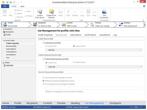 Program Sections > Listmanagement > Current Profile > Bounced Mail