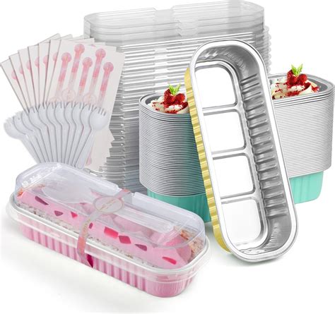 Amazon.com: Waytiffer Aluminum Pans With Lids 50 Pack, 6.8oz Mini Cake ...