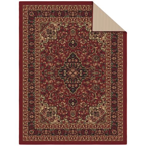 Ottomanson Non-Slip Rug For Living Room 5 X 7 (ft) Dark Red Indoor ...